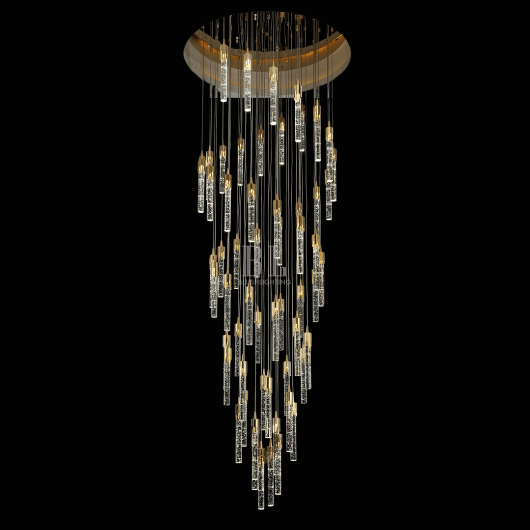Modern Stair Light Foyer Staircase Hall Ceiling Lamps Spiral Stair Chandelier Crystal Droplight Luxury Hall Decoration Lights-Chandeliers-Blushlighting-Blushlighting