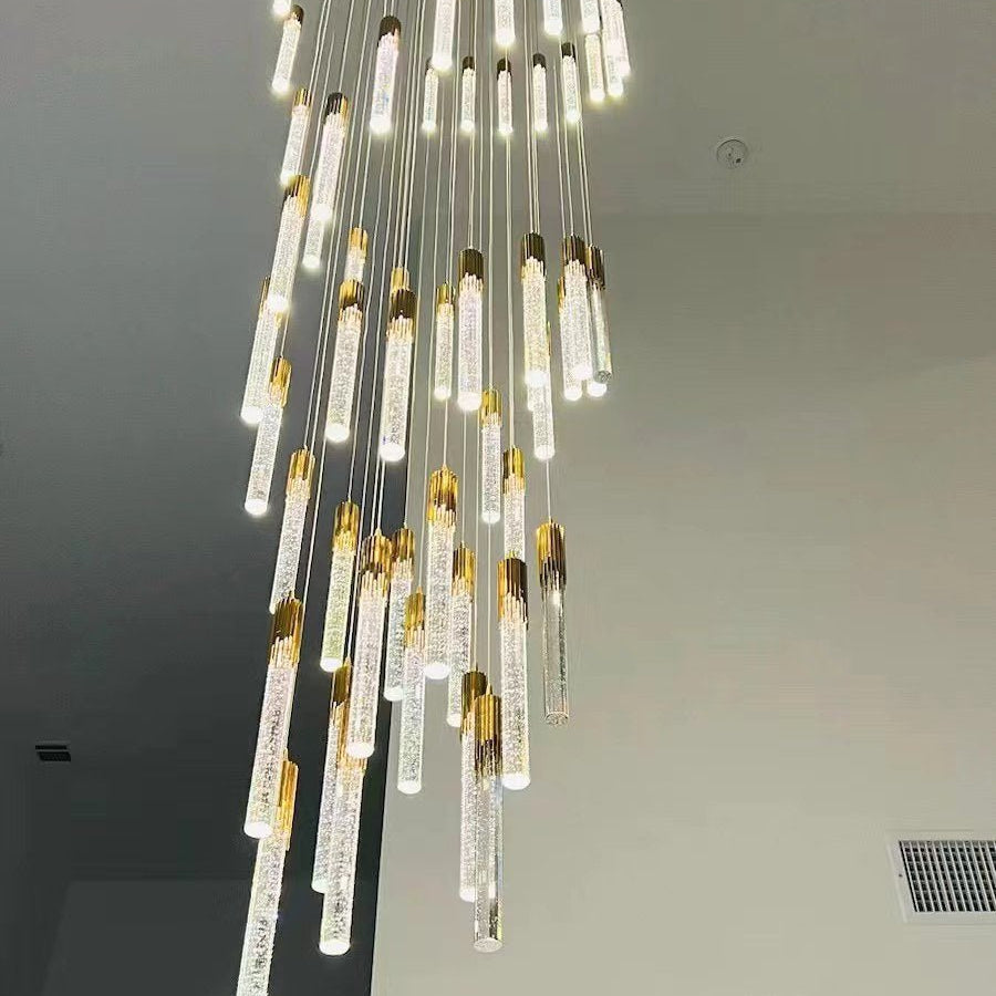 Modern Stair Light Foyer Staircase Hall Ceiling Lamps Spiral Stair Chandelier Crystal Droplight Luxury Hall Decoration Lights-Chandeliers-Blushlighting-Blushlighting