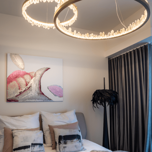 Modern Style Rings Brass & Natural Quartz Crystal Chandelier in Brass/Black Finish - 1 Tier / D23.6" * H4"BrassWarm LightBlushlighting