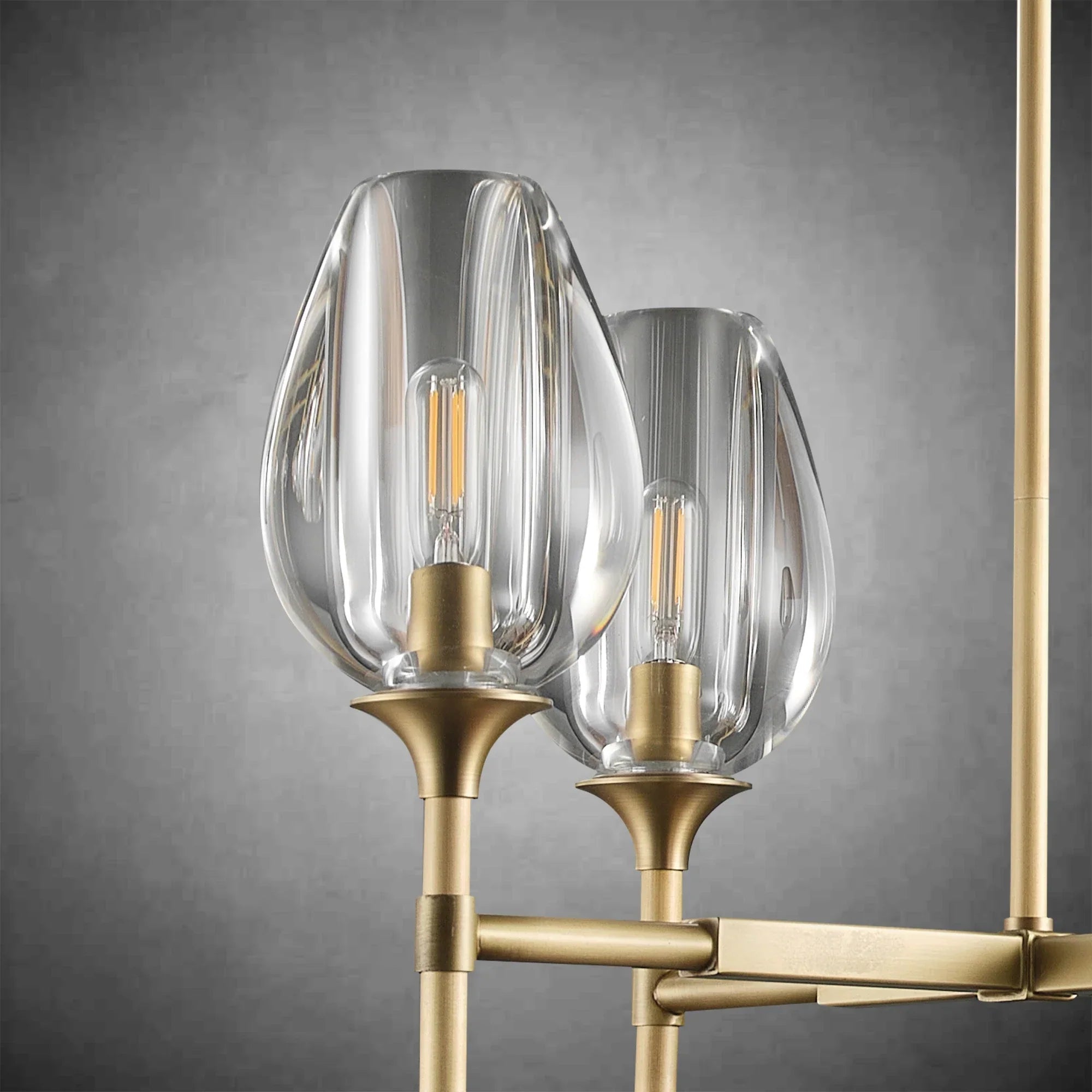 Modern Tulip Linear Chandelier for Dining Room and Bedroom - Brass10 HeadBlushlighting