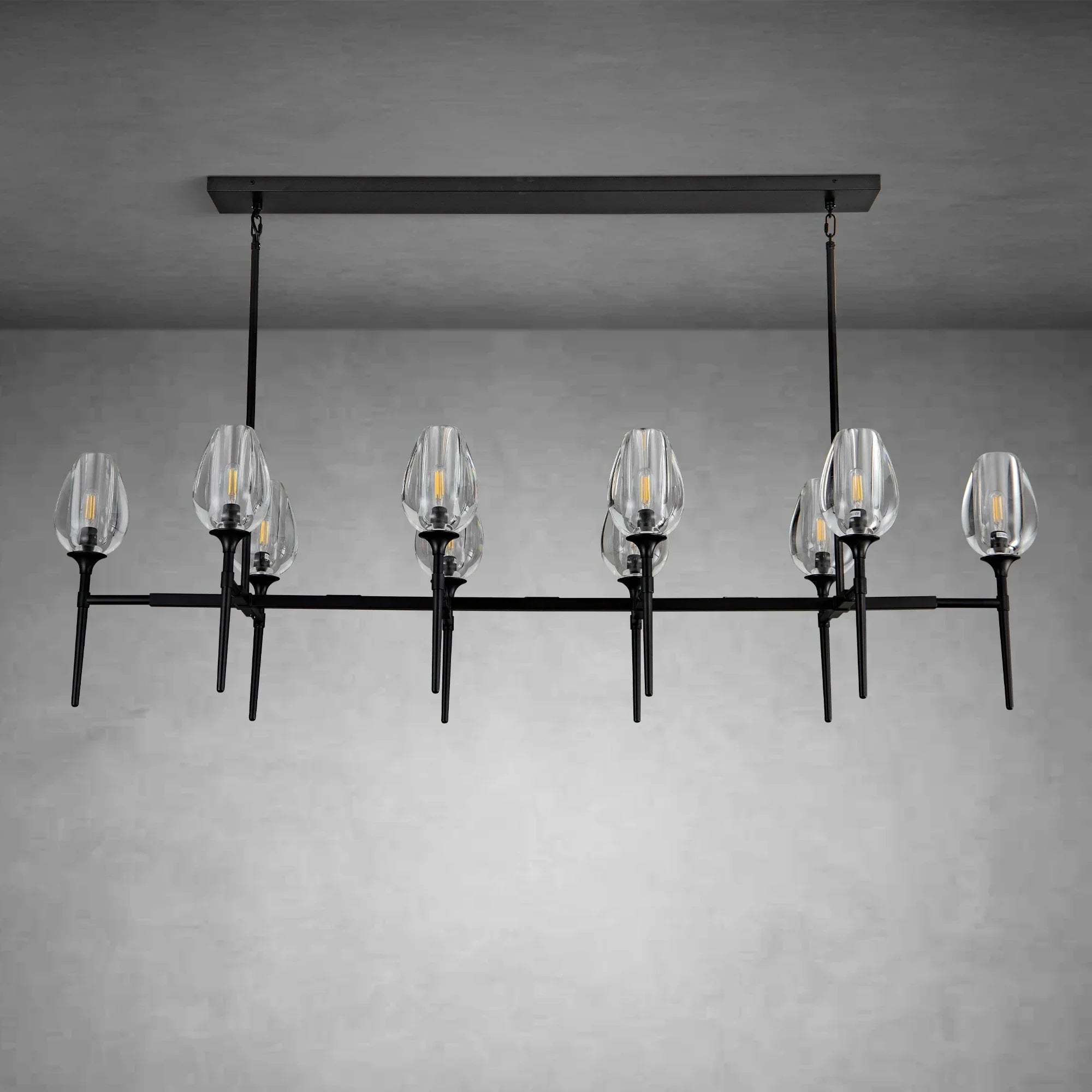 Modern Tulip Linear Chandelier for Dining Room and Bedroom - Brass10 HeadBlushlighting