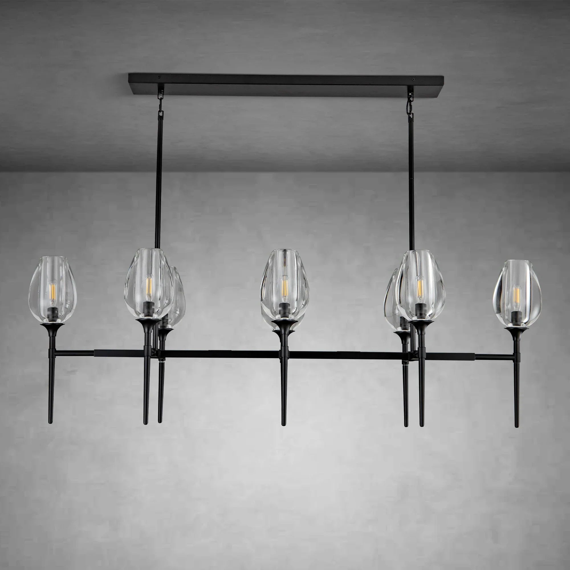 Modern Tulip Linear Chandelier for Dining Room and Bedroom - Brass8 HeadBlushlighting