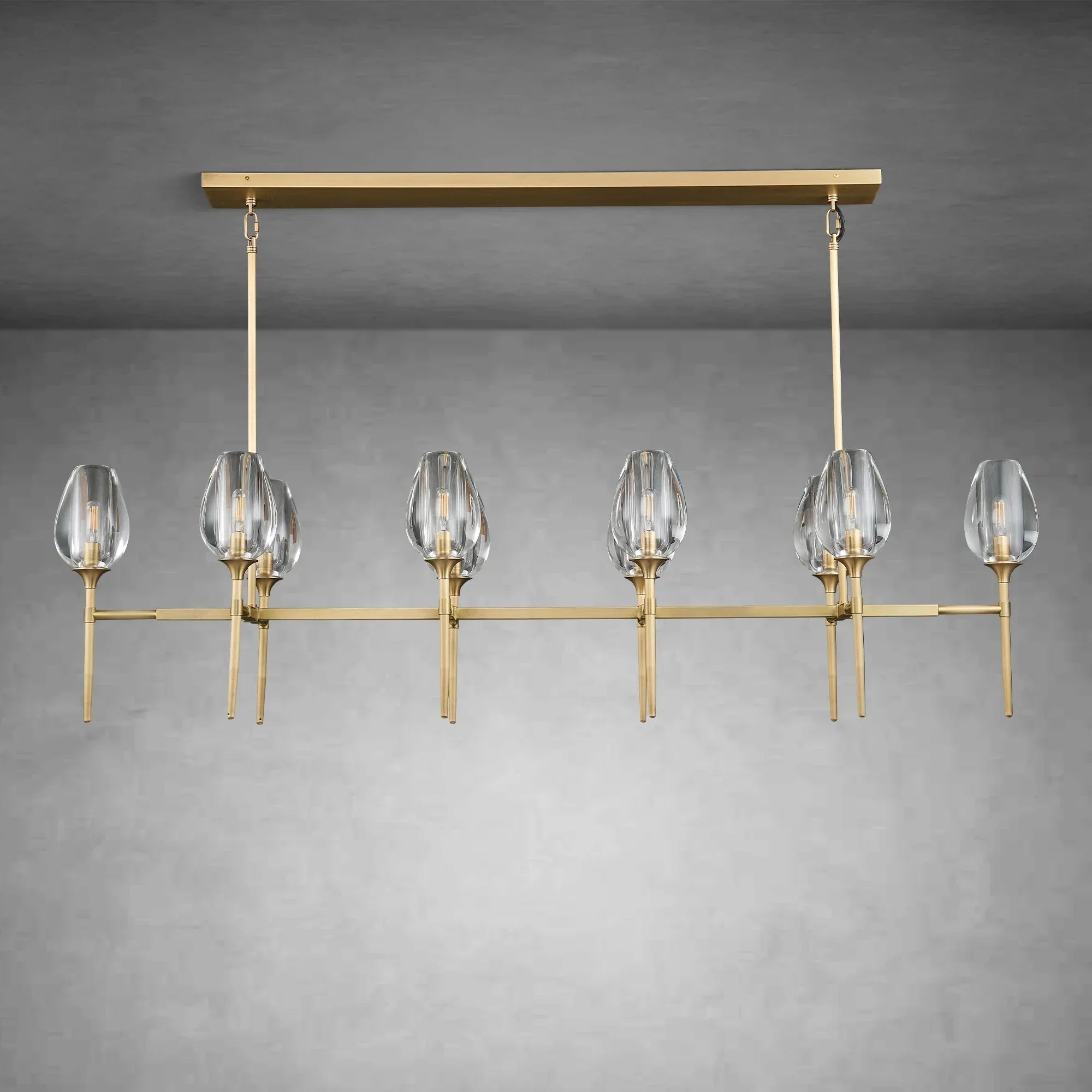 Modern Tulip Linear Chandelier for Dining Room and Bedroom - Bronze8 HeadBlushlighting