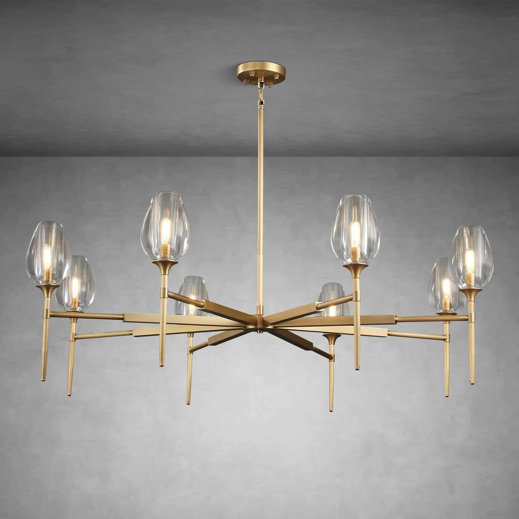 Modern Tulip Round Chandelier for Living Rooms and Bedrooms - Brass8 HeadBlushlighting