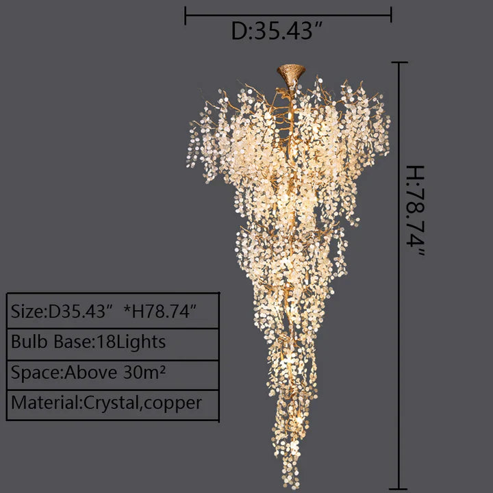 Modern Unique Artistic Flower Brass Branch Semi-flush Mount Chandelier for Living Room/ Hallway/ Entryway/ Staircase-Chandeliers-Blushlighting