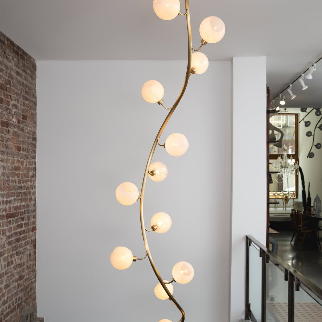 Modern Vertical Handcrafted Glass Globe Chandelier for High Ceilings - D45"*H132.5"Warm LightBlushlighting