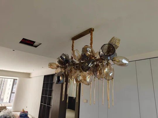 Modern Wine Glass Shape Chandelier Italian Light Luxury Light Fixture for Dining Room/Living Room - Linear/L31.5"*W16.9"*H29.5"GoldWarm LightBlushlighting