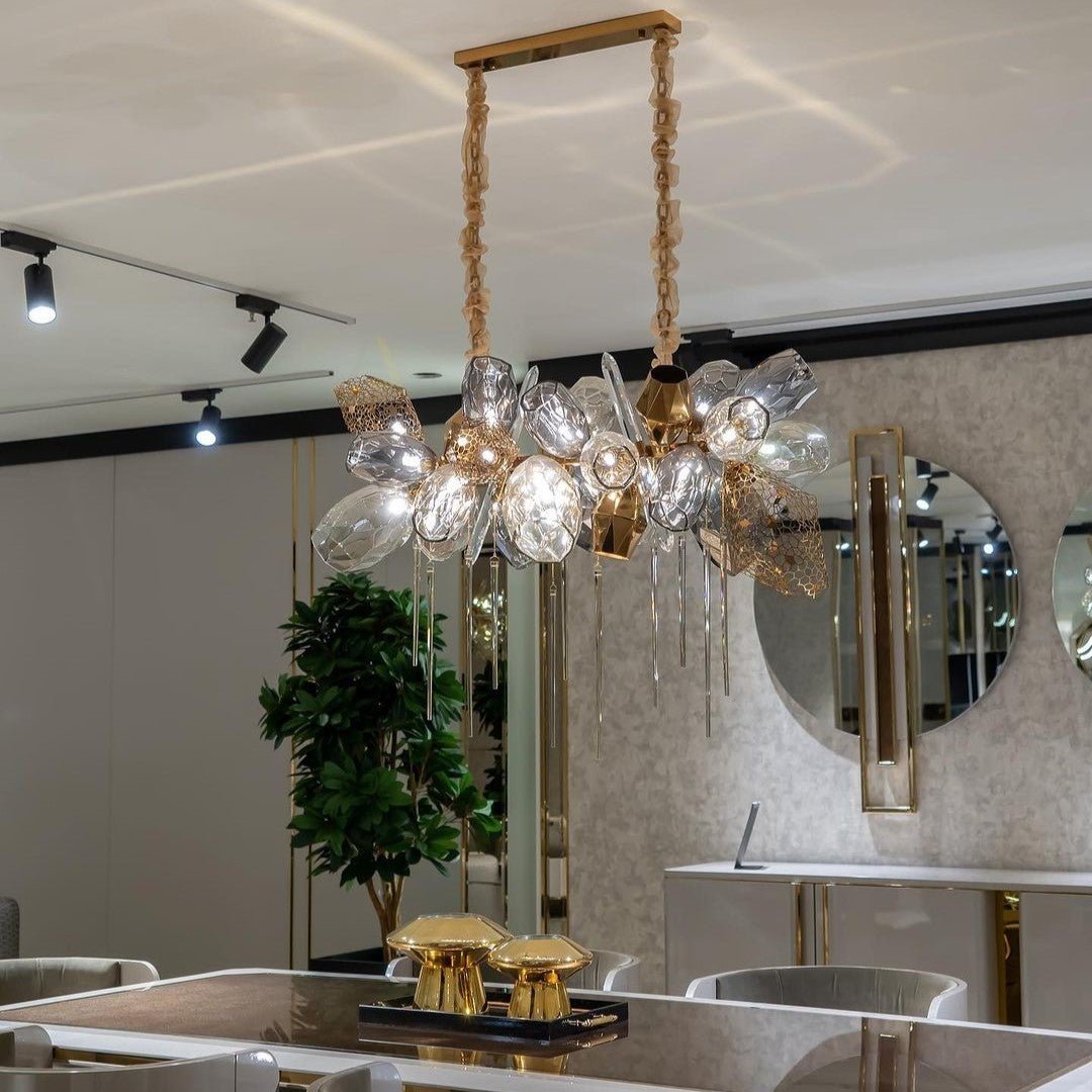 Modern Wine Glass Shape Chandelier Italian Light Luxury Light Fixture for Dining Room/Living Room - Linear/L31.5"*W16.9"*H29.5"GoldWarm LightBlushlighting