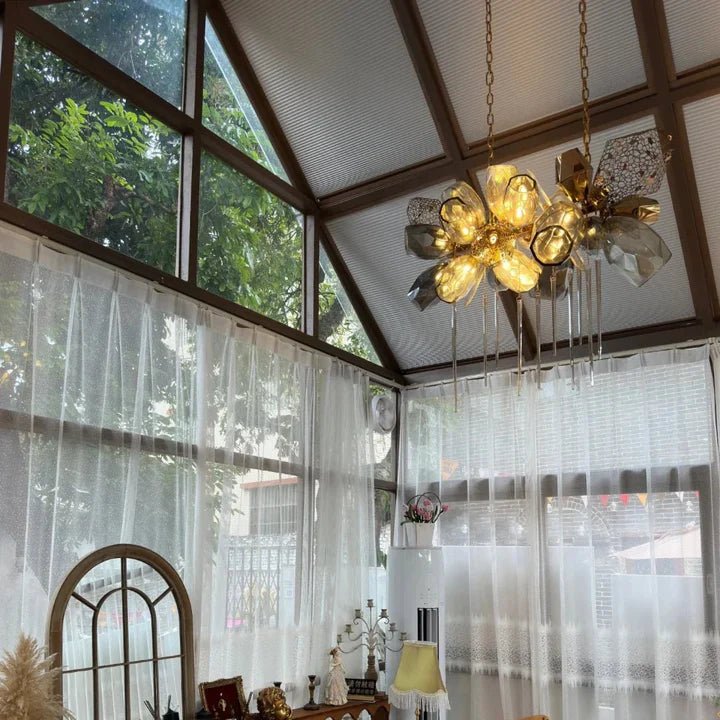 Modern Wine Glass Shape Chandelier Italian Light Luxury Light Fixture for Dining Room/Living Room - Linear/L31.5"*W16.9"*H29.5"GoldWarm LightBlushlighting