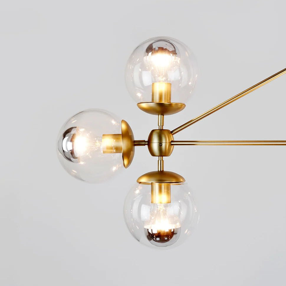 Modo Chandelier 37" - 3 Sided, 10 Globes - Polished NickelCreamBlushlighting
