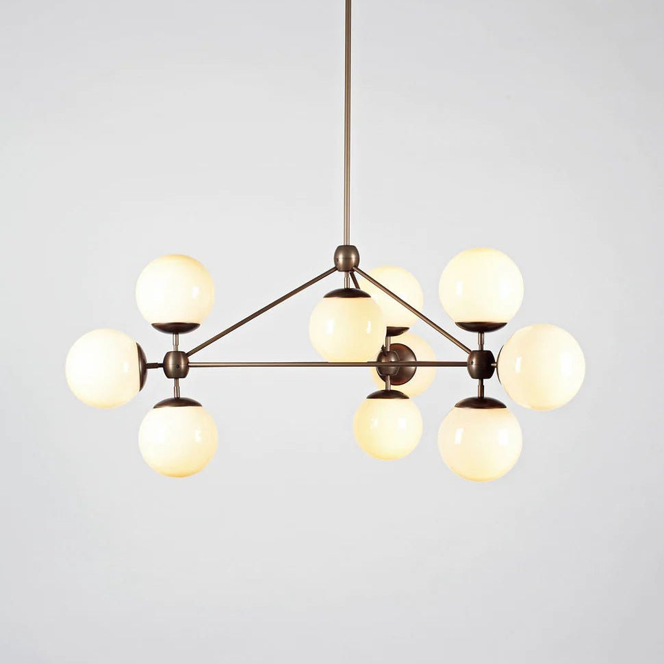Modo Chandelier 37" - 3 Sided, 10 Globes - BlackSmokeBlushlighting