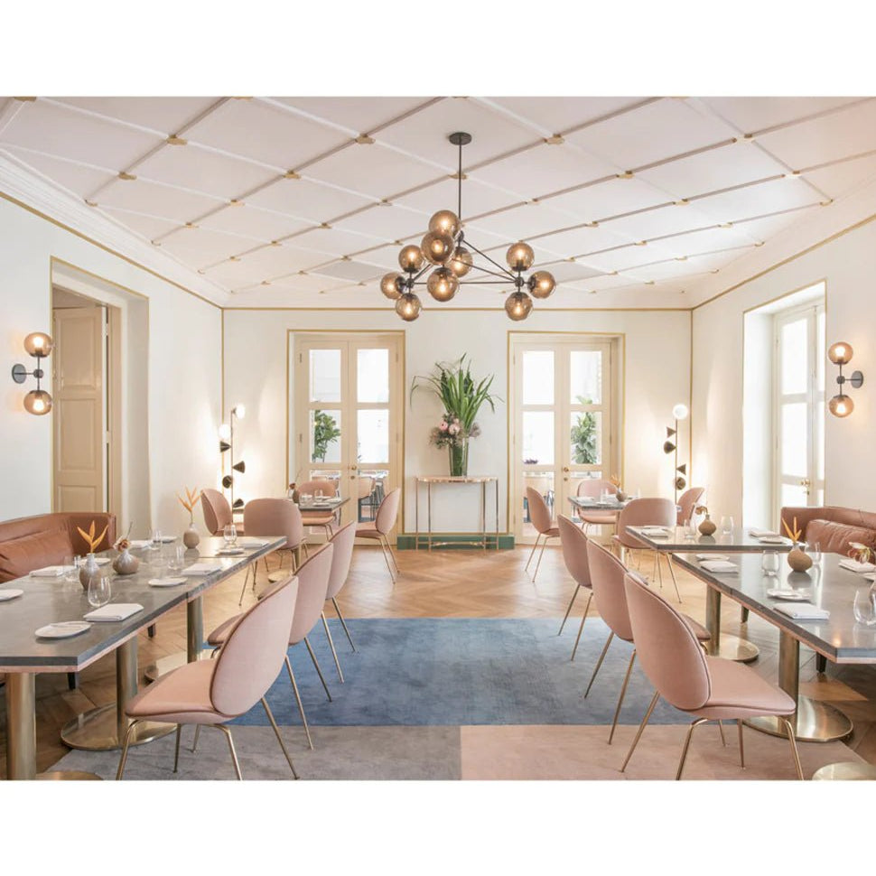 Modo Chandelier 37" - 3 Sided, 10 Globes - Brushed BrassClearBlushlighting