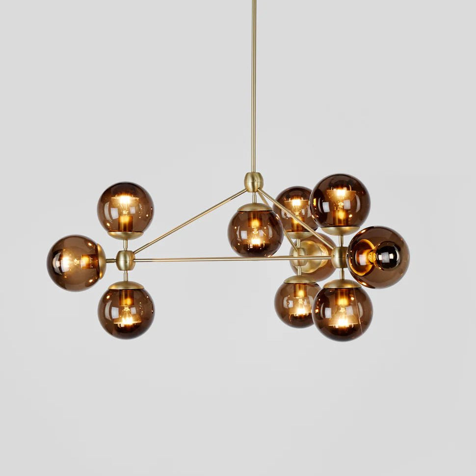 Modo Chandelier 37" - 3 Sided, 10 Globes - BlackClearBlushlighting