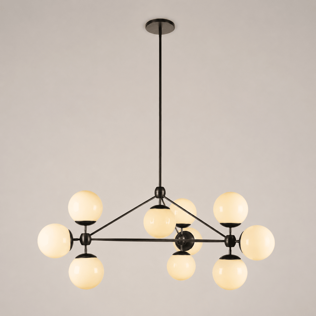 Modo Chandelier 37" - 3 Sided, 10 Globes - BlackCreamBlushlighting