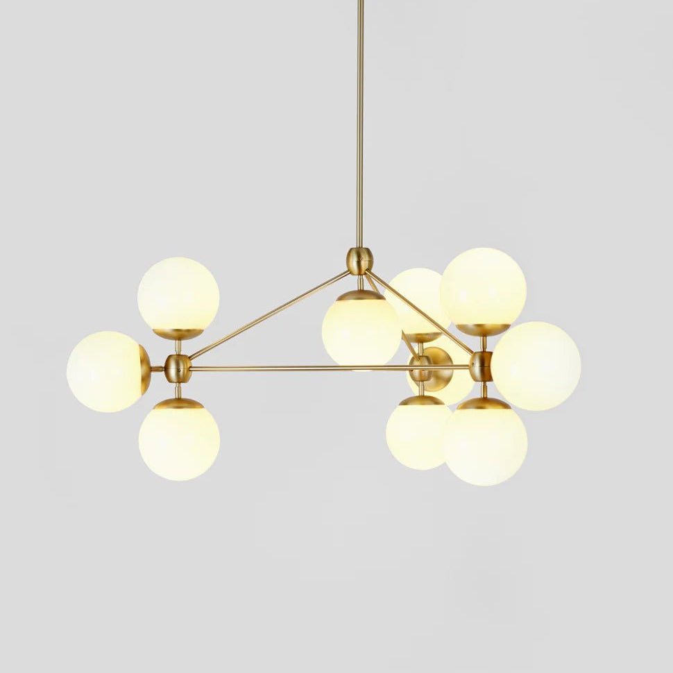 Modo Chandelier 37" - 3 Sided, 10 Globes - Brushed BrassClearBlushlighting