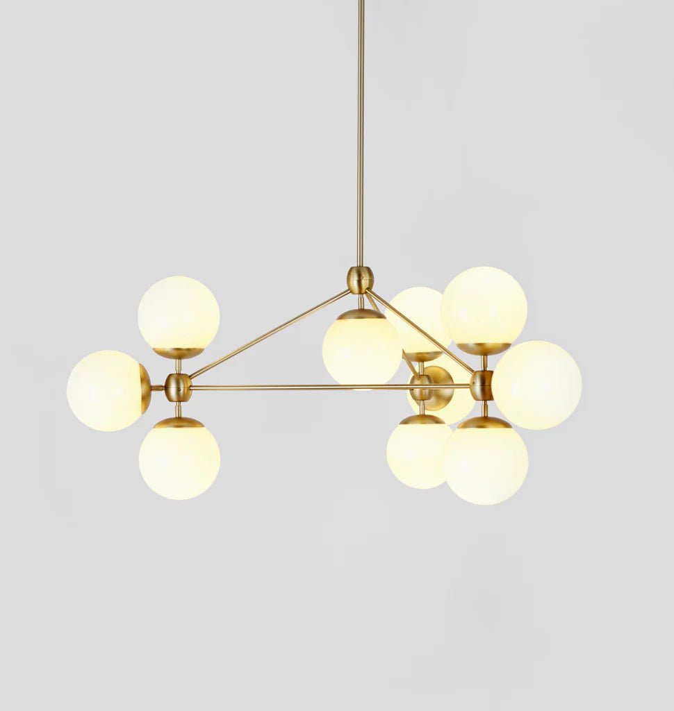 Modo Chandelier 37" - 3 Sided, 10 Globes - Brushed BrassClearBlushlighting
