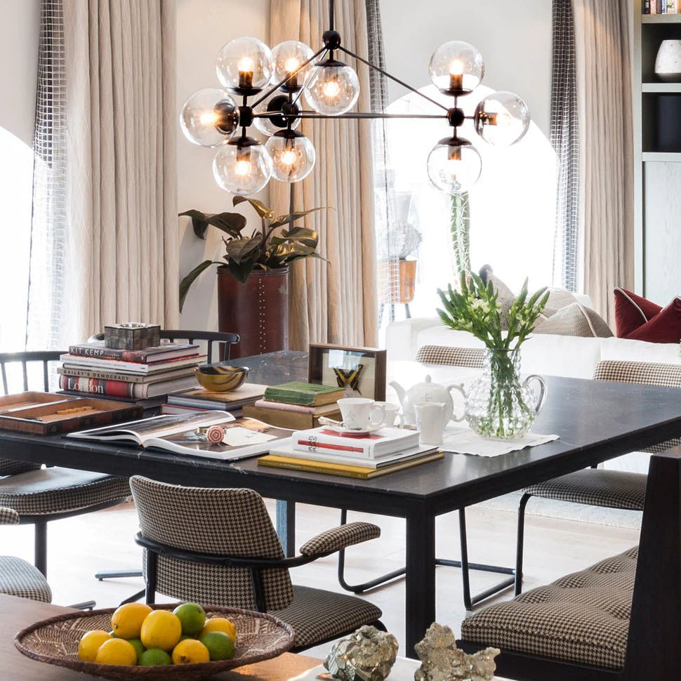 Modo Chandelier 37" - 3 Sided, 10 Globes - BlackClearBlushlighting