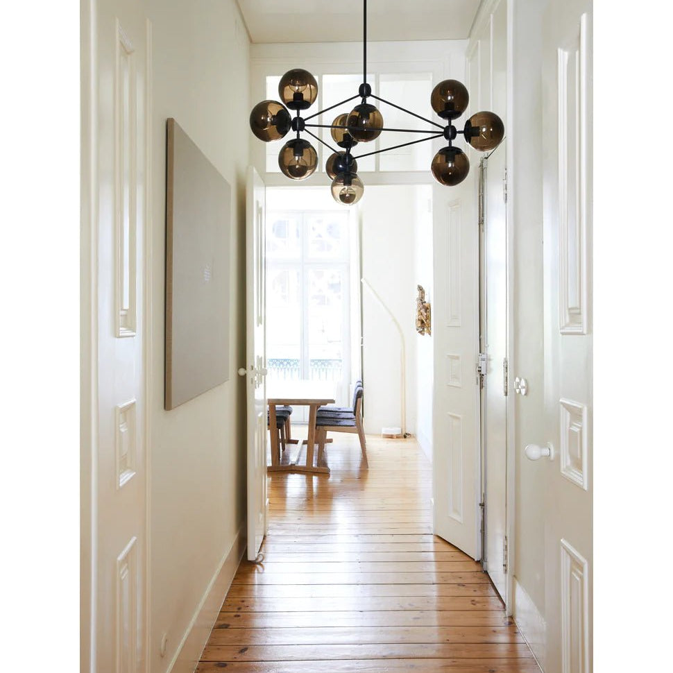Modo Chandelier 37" - 3 Sided, 10 Globes - BlackClearBlushlighting