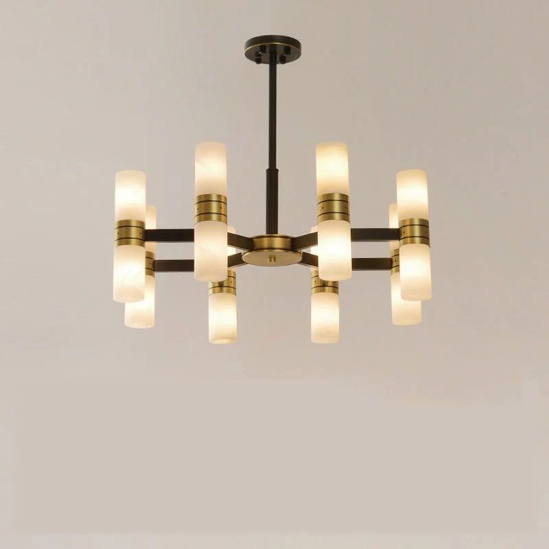 Moral Alabaster Round chandelier - 8 - Lights 25"DBlushlighting