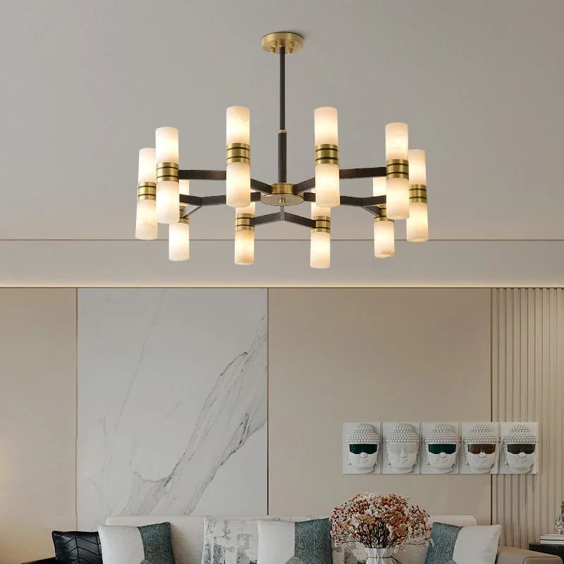 Moral Alabaster Round chandelier - 8 - Lights 25"DBlushlighting