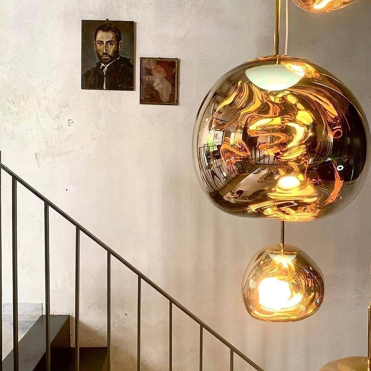 Multi Lava Round Chandelier - 2 Lights ∅ 11.8″ (∅ 11″*1 + ∅ 15.1″*1)RedBlushlighting