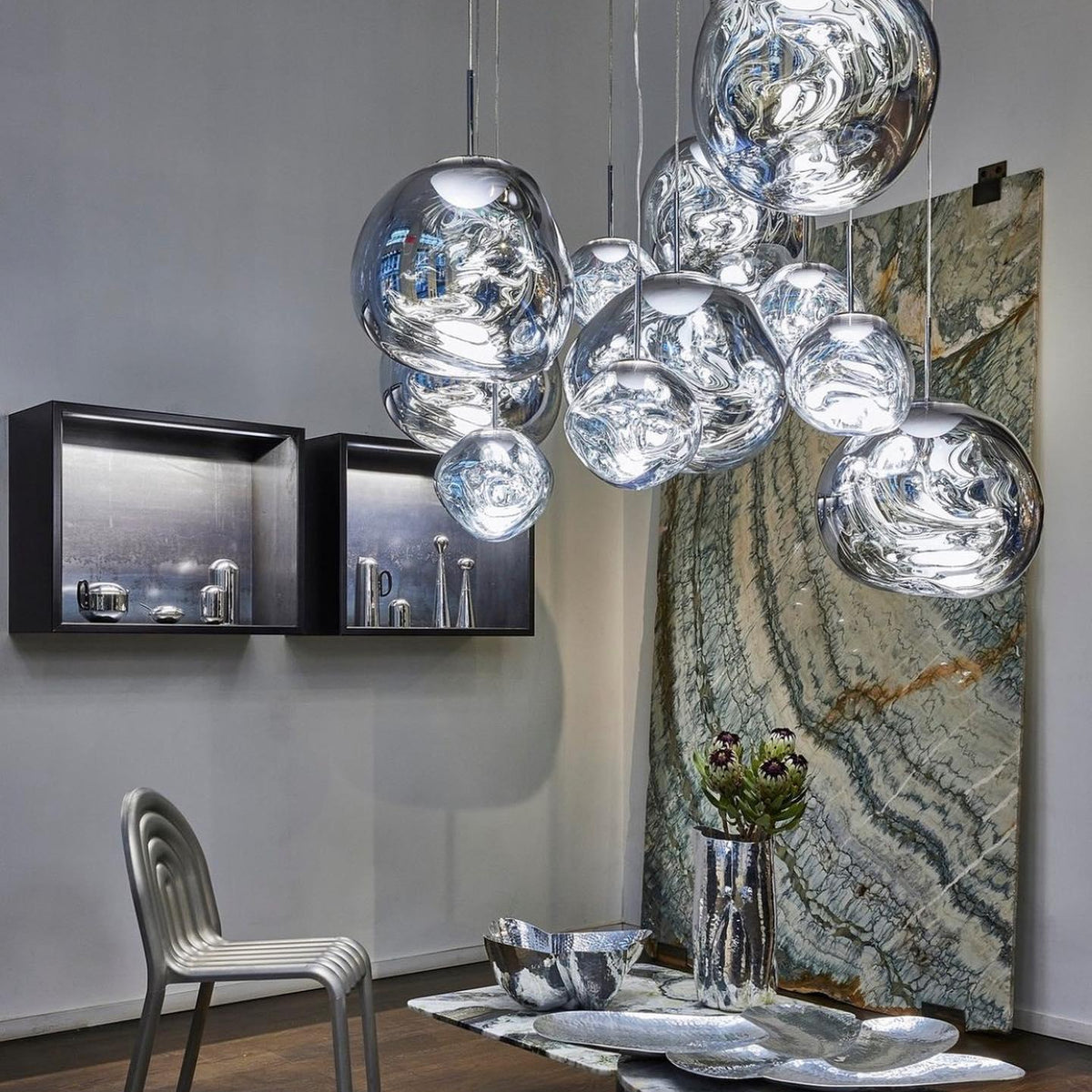 Multi Lava Round Chandelier - 2 Lights ∅ 11.8″ (∅ 11″*1 + ∅ 15.1″*1)RedBlushlighting