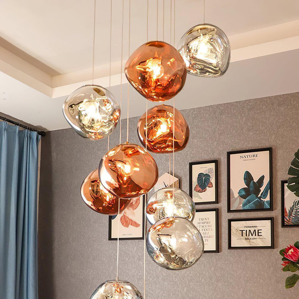 Multi Lava Round Chandelier - 2 Lights ∅ 11.8″ (∅ 11″*1 + ∅ 15.1″*1)RedBlushlighting