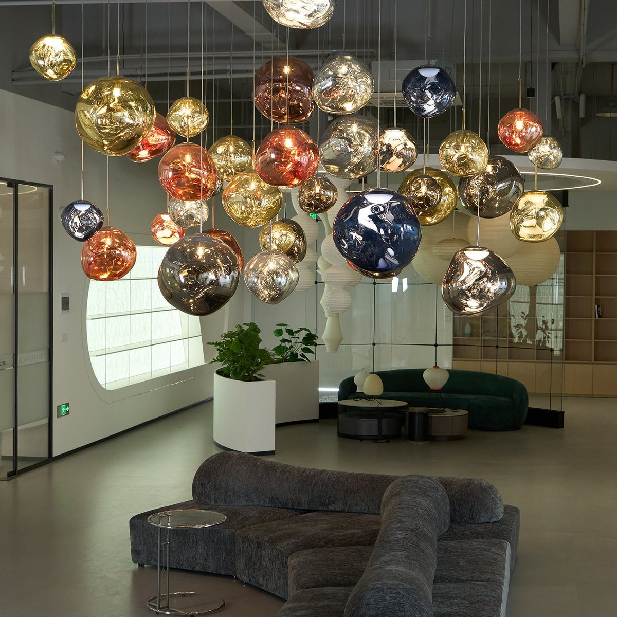 Multi Lava Round Chandelier - 2 Lights ∅ 11.8″ (∅ 11″*1 + ∅ 15.1″*1)RedBlushlighting