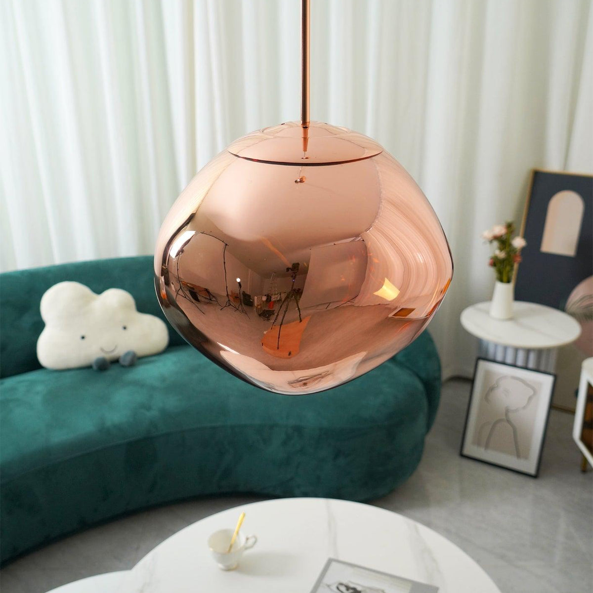 Multi Lava Round Chandelier - 2 Lights ∅ 11.8″ (∅ 11″*1 + ∅ 15.1″*1)RedBlushlighting