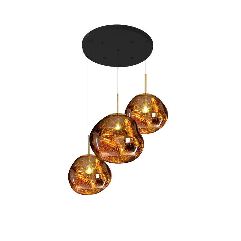Multi Lava Round Chandelier - 3 Lights ∅ 15.7″ (∅ 11″*2 + ∅ 15.1″*1)GoldBlushlighting