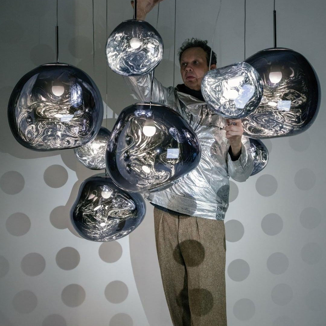 Multi Lava Round Chandelier - 2 Lights ∅ 11.8″ (∅ 11″*1 + ∅ 15.1″*1)RedBlushlighting