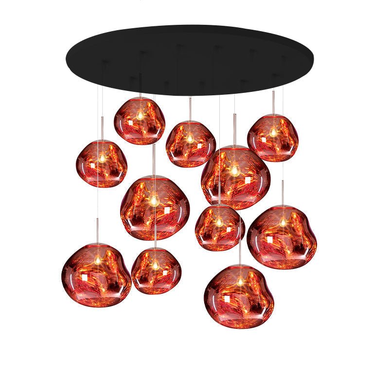 Multi Lava Round Chandelier - 11 Lights ∅ 31.5″ (∅ 11″*6 + ∅ 15.1″*5)RedBlushlighting