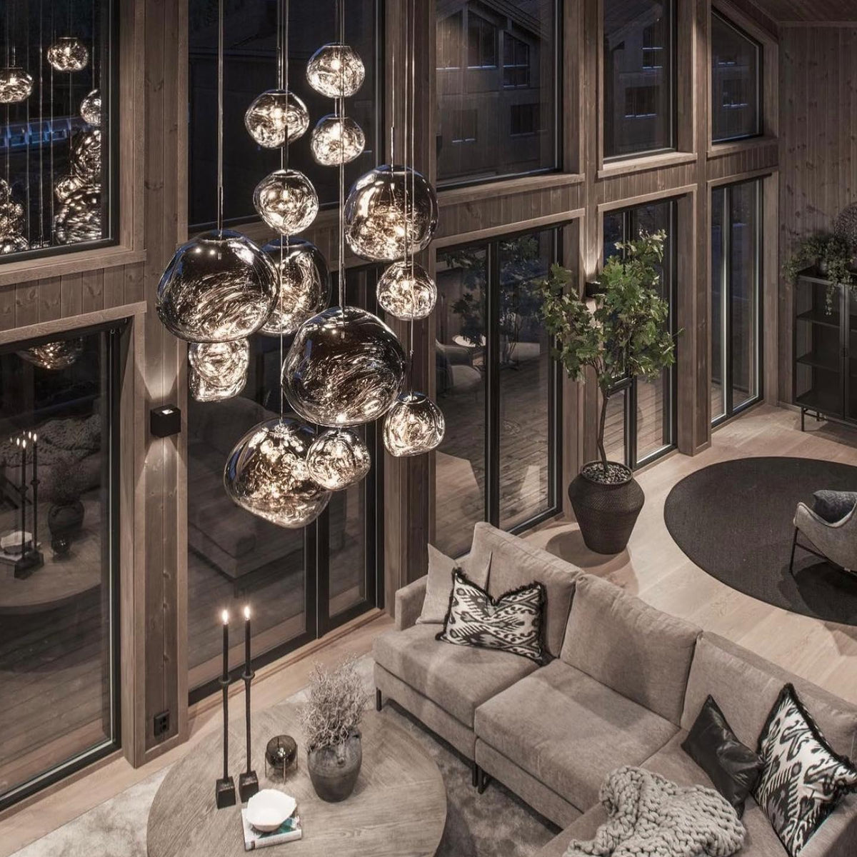 Multi Lava Round Chandelier - 2 Lights ∅ 11.8″ (∅ 11″*1 + ∅ 15.1″*1)RedBlushlighting