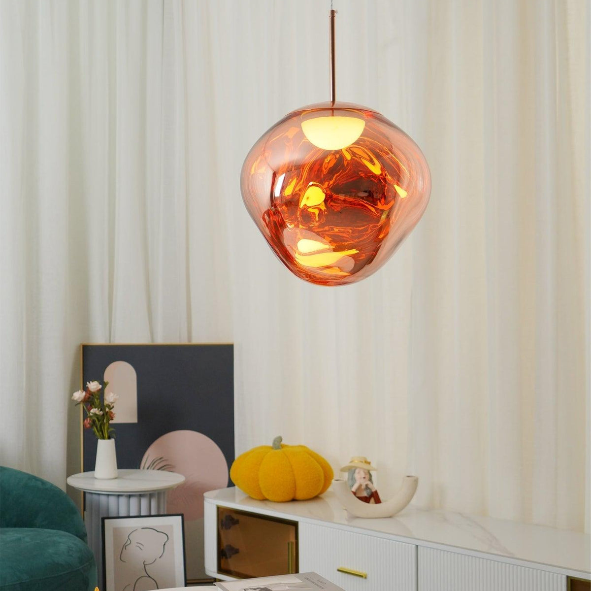 Multi Lava Round Chandelier - 2 Lights ∅ 11.8″ (∅ 11″*1 + ∅ 15.1″*1)RedBlushlighting