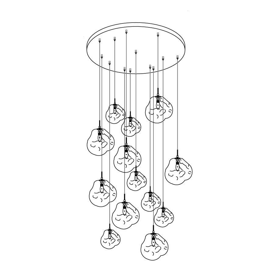 Multi Lava Round Chandelier - 2 Lights ∅ 11.8″ (∅ 11″*1 + ∅ 15.1″*1)RedBlushlighting