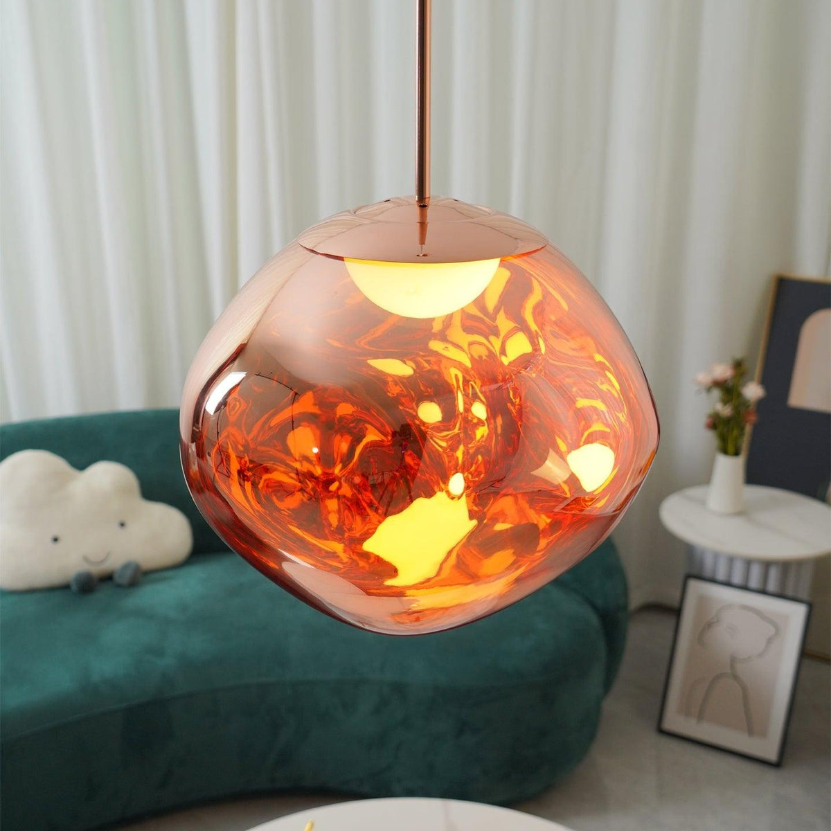 Multi Lava Round Chandelier - 2 Lights ∅ 11.8″ (∅ 11″*1 + ∅ 15.1″*1)RedBlushlighting