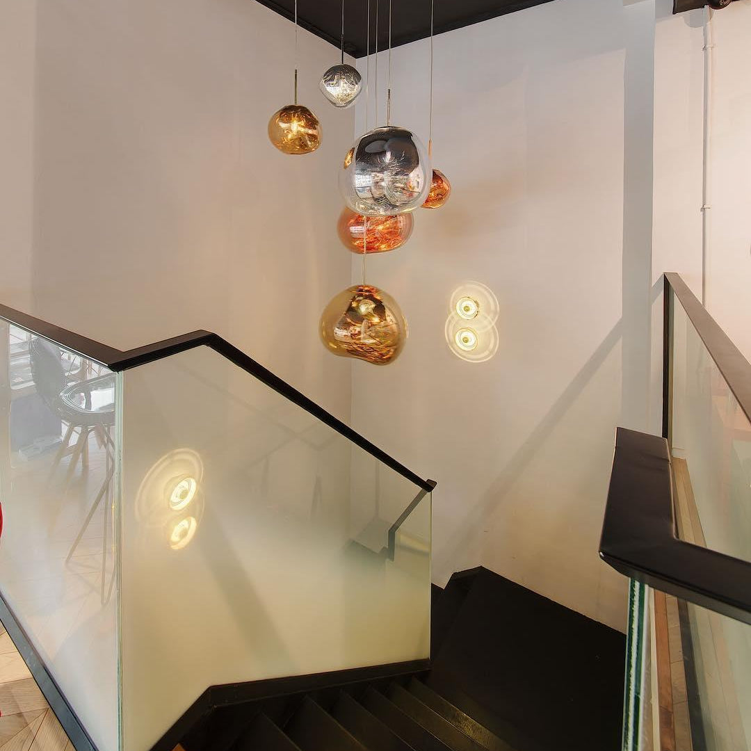 Multi Lava Round Chandelier - 2 Lights ∅ 11.8″ (∅ 11″*1 + ∅ 15.1″*1)RedBlushlighting