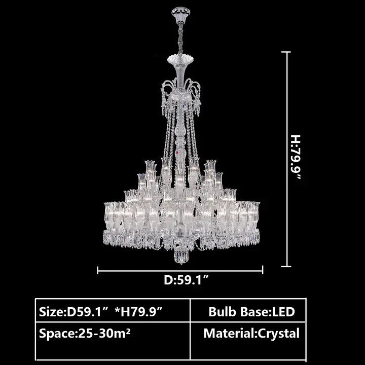 Multi Layer Chrome Crystal Chandelier in French Style with Romantic Branch Flowers for Grand Hallway and Staircase - D47.2"*H63.9"Warm LightBlushlighting