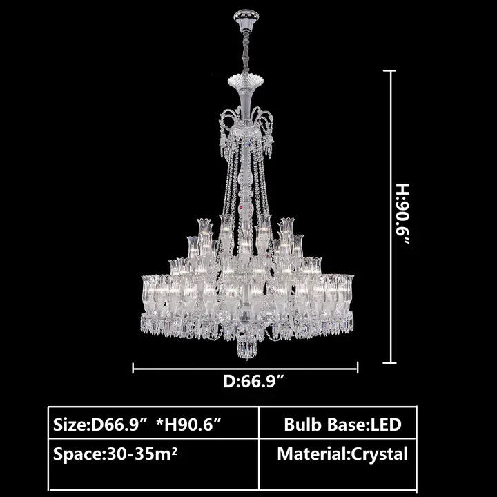 Multi Layer Chrome Crystal Chandelier in French Style with Romantic Branch Flowers for Grand Hallway and Staircase - D47.2"*H63.9"Warm LightBlushlighting