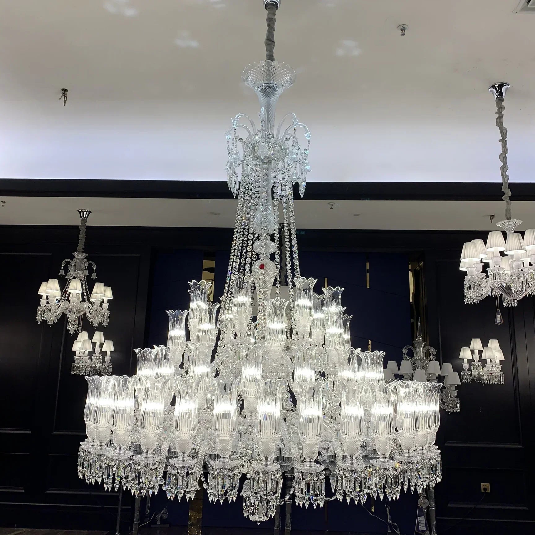 Multi Layer Chrome Crystal Chandelier in French Style with Romantic Branch Flowers for Grand Hallway and Staircase - D39.4"*H53.3"Warm LightBlushlighting
