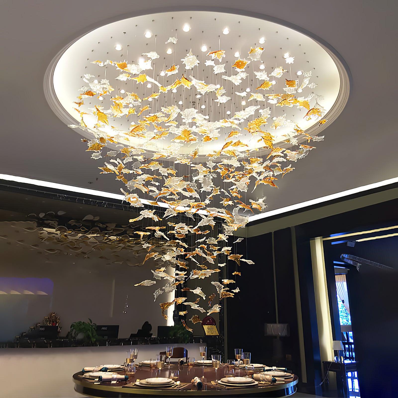 Multicolor Crystal Spiral Maple Leaf Chandelier - ∅ 31.5″ x H 59.1″ / Dia 80cm x H 150cmBlushlighting