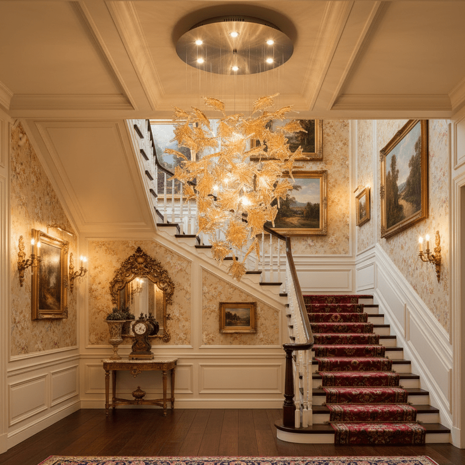 Multicolor Crystal Spiral Maple Leaf Chandelier - ∅ 31.5″ x H 59.1″ / Dia 80cm x H 150cmBlushlighting