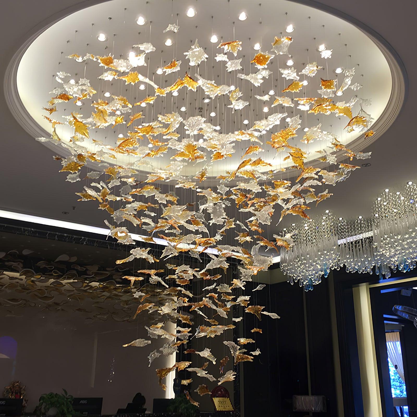 Multicolor Crystal Spiral Maple Leaf Chandelier - ∅ 31.5″ x H 59.1″ / Dia 80cm x H 150cmBlushlighting