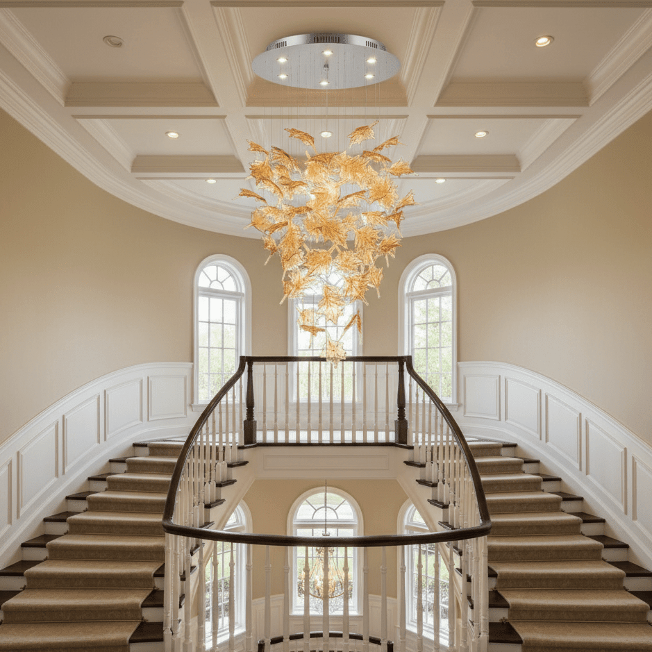 Multicolor Crystal Spiral Maple Leaf Chandelier - ∅ 31.5″ x H 59.1″ / Dia 80cm x H 150cmBlushlighting