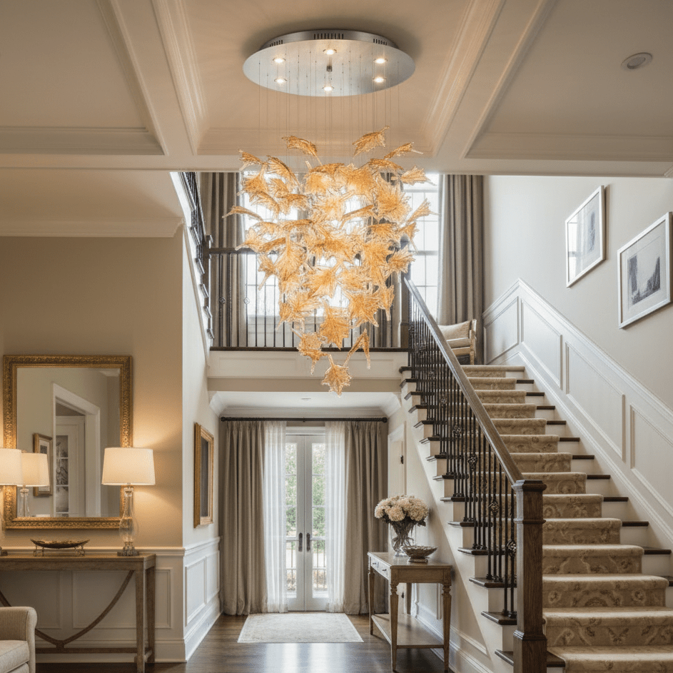 Multicolor Crystal Spiral Maple Leaf Chandelier - ∅ 31.5″ x H 59.1″ / Dia 80cm x H 150cmBlushlighting