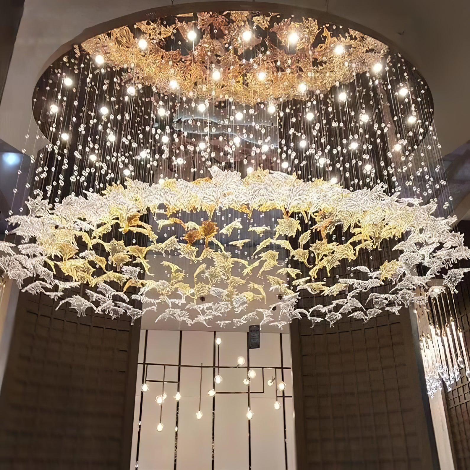 Multicolor Crystal Spiral Maple Leaf Chandelier - ∅ 31.5″ x H 59.1″ / Dia 80cm x H 150cmBlushlighting