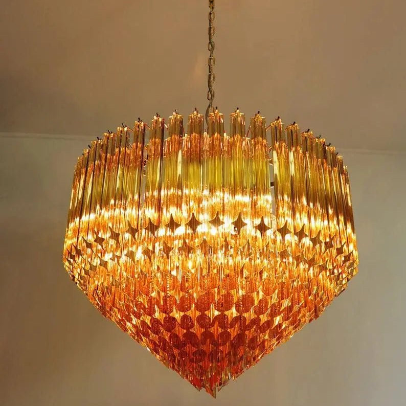 Murana Glass Chandelier – Amber - NickelBlushlighting