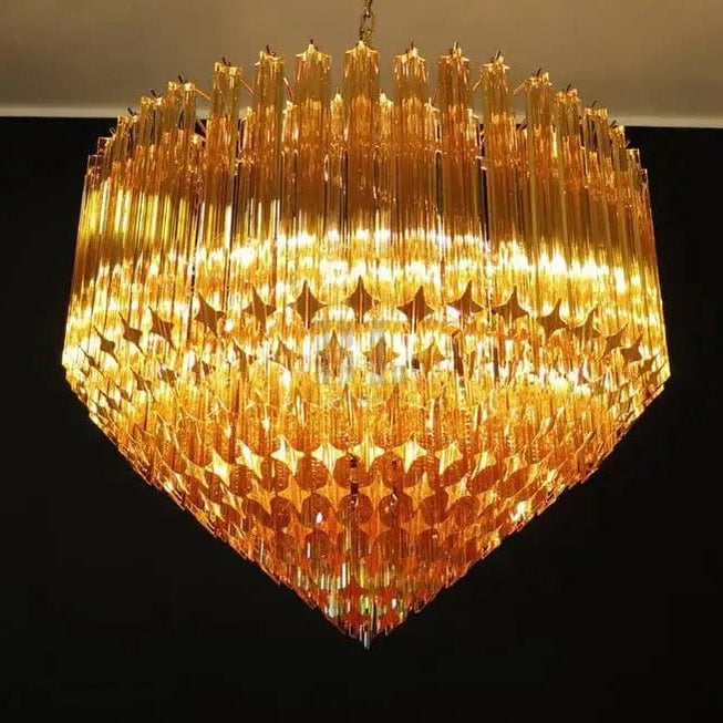 Murana Glass Chandelier – Amber - NickelBlushlighting