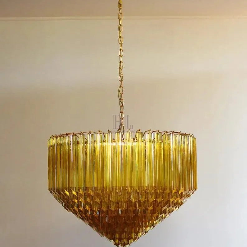 Murana Glass Chandelier – Amber - BrassBlushlighting
