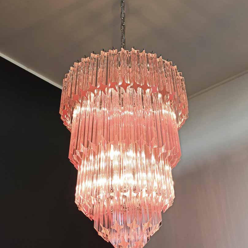 Murano Chandelier – 112 prisms – Pink-Chandelier-Blushlighting-Blushlighting
